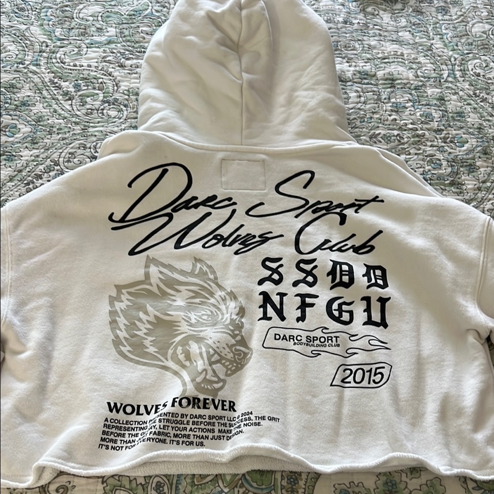 Darc Sport White Cropped Hoodie